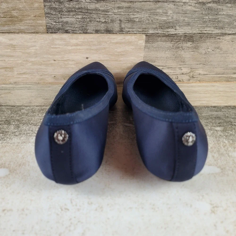 Anne Klein Oceanus Womens Flat Sz 6 M Comfort Navy Blue Slip On Pointed Toe